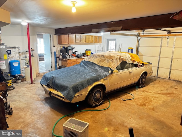 garage with water heater