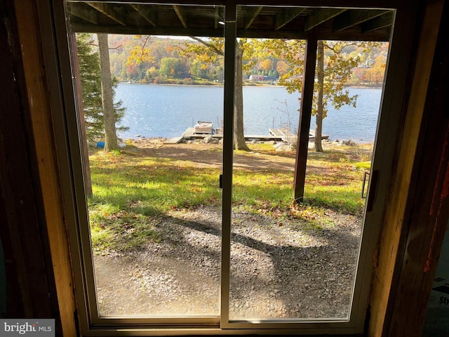 doorway with a water view