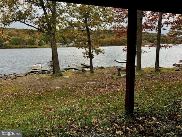 water view with a boat dock