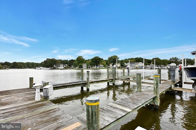 view of dock featuring a water view