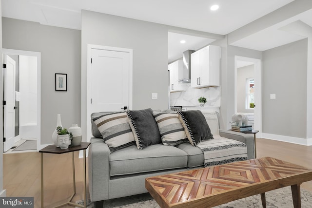 living room featuring light hardwood / wood-style floors