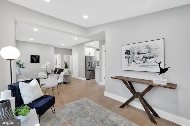 interior space with light hardwood / wood-style flooring