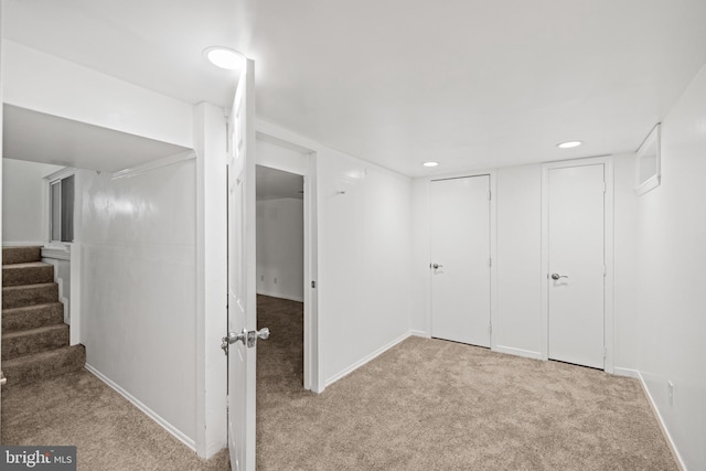 7213 Tyler Ave, Falls Church, VA 22042 - finished basement with baseboards, stairs, and carpet floors