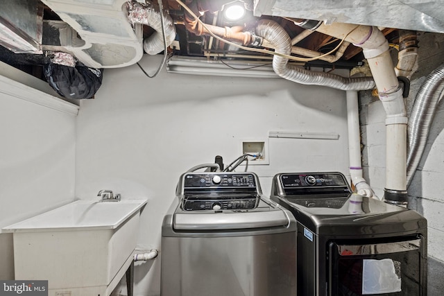 7213 Tyler Ave, Falls Church, VA 22042 - laundry room featuring separate washer and dryer, laundry area, and a sink