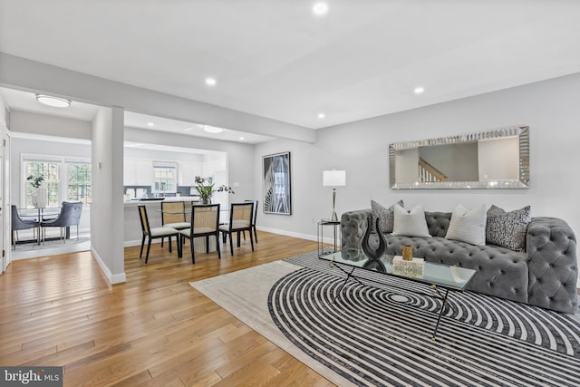 living room featuring light hardwood / wood-style floors