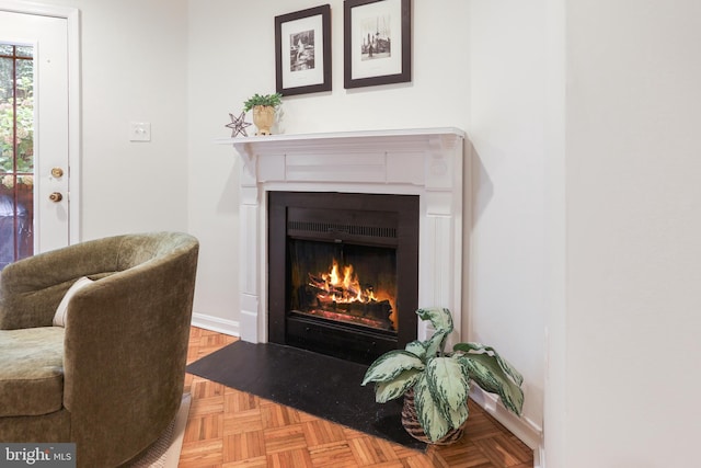 interior details featuring parquet floors