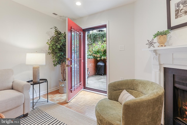 interior space with light parquet flooring