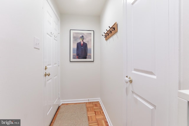 doorway with parquet floors