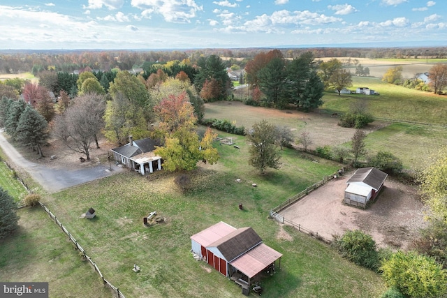 aerial view with a rural view