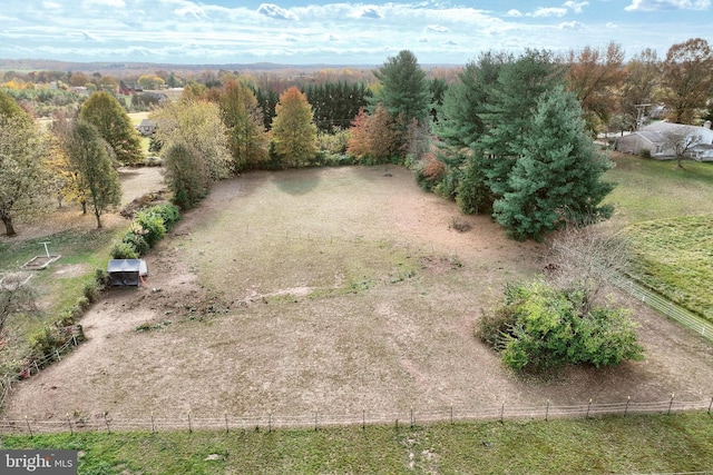 bird's eye view with a rural view