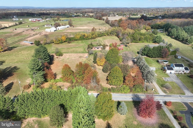 aerial view with a rural view