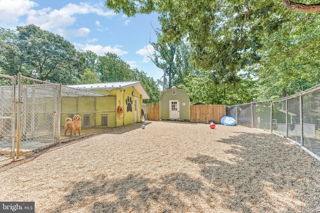 view of yard with a shed