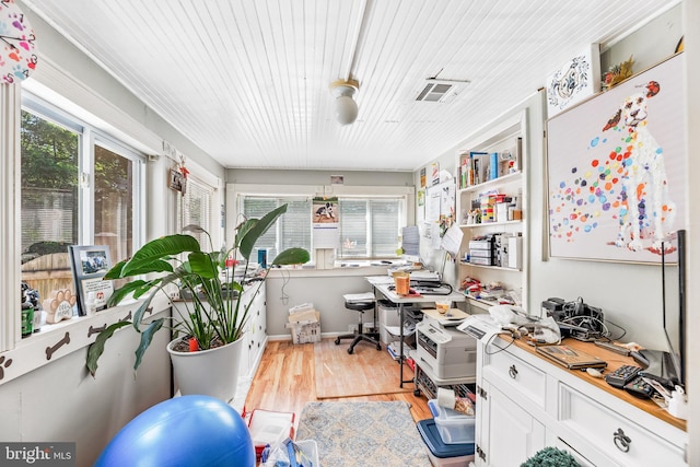 home office featuring light wood-type flooring