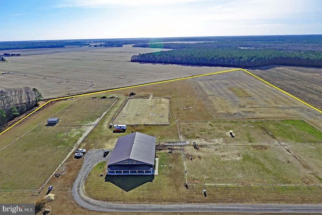 drone / aerial view with a rural view