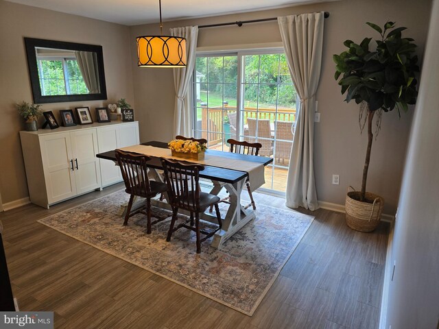 910 Sapphire Ct, Salisbury, MD 21804 - dining area featuring baseboards and dark wood-style flooring