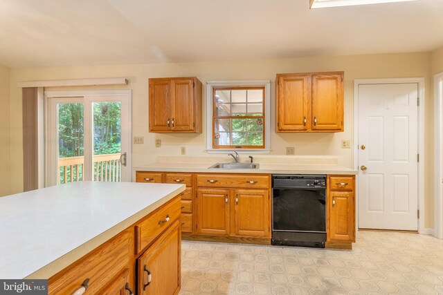 kitchen with black dishwasher and sink