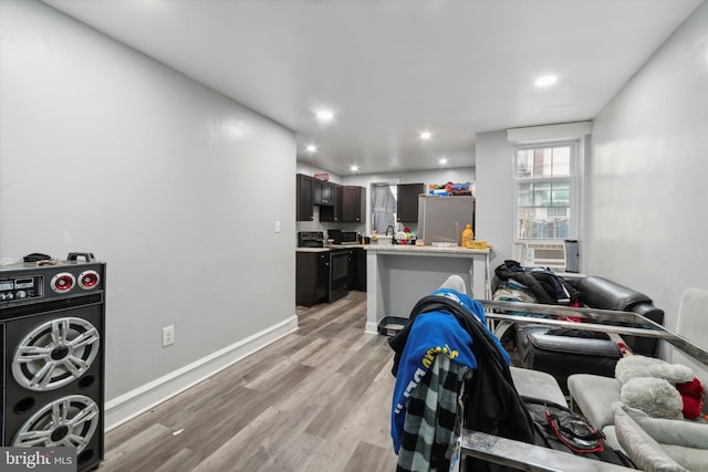 interior space with light hardwood / wood-style flooring