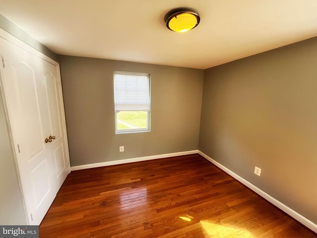 spare room with wood-type flooring