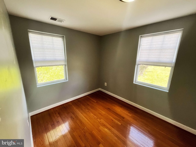 empty room featuring wood-type flooring and plenty of natural light