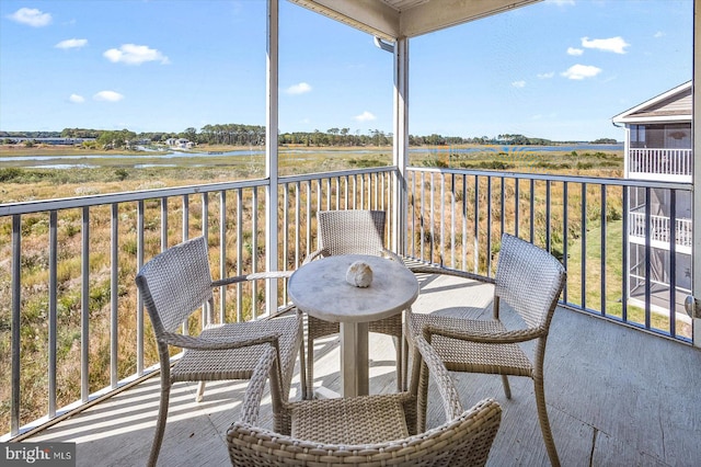 balcony with a water view