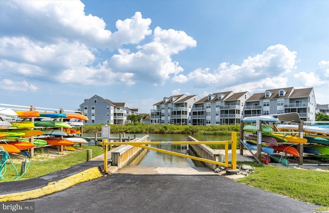 exterior space featuring a water view