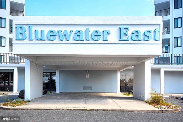 view of building exterior featuring a carport