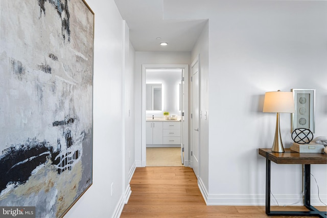 hallway featuring hardwood / wood-style floors