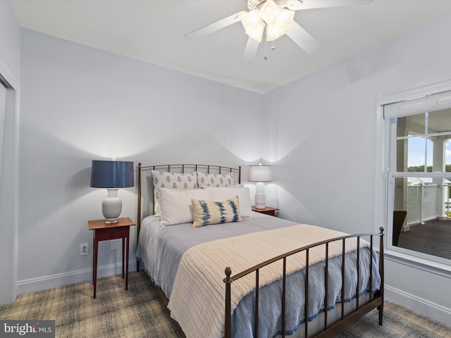 bedroom featuring ceiling fan