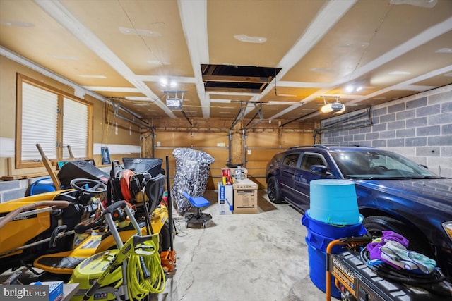 garage with a garage door opener