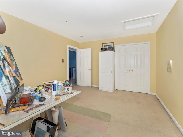 view of carpeted office space