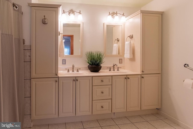 bathroom featuring vanity and tile patterned floors