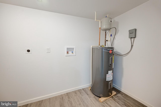 utility room featuring water heater