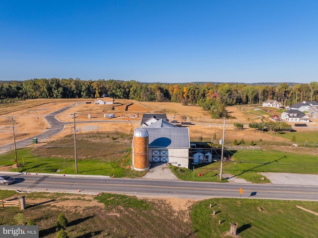 bird's eye view with a rural view