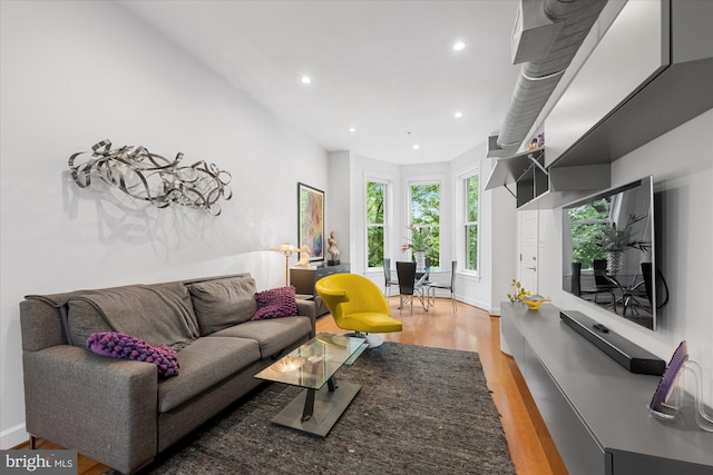 living room featuring light hardwood / wood-style flooring