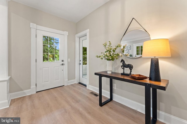 entryway featuring light hardwood / wood-style floors