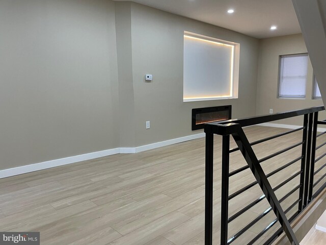 interior space with light hardwood / wood-style floors