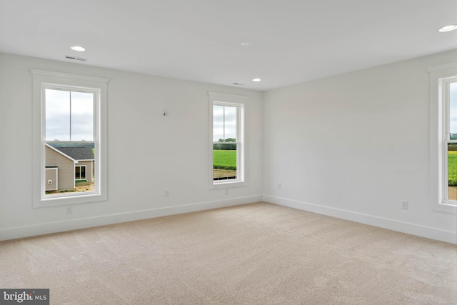 carpeted spare room featuring plenty of natural light