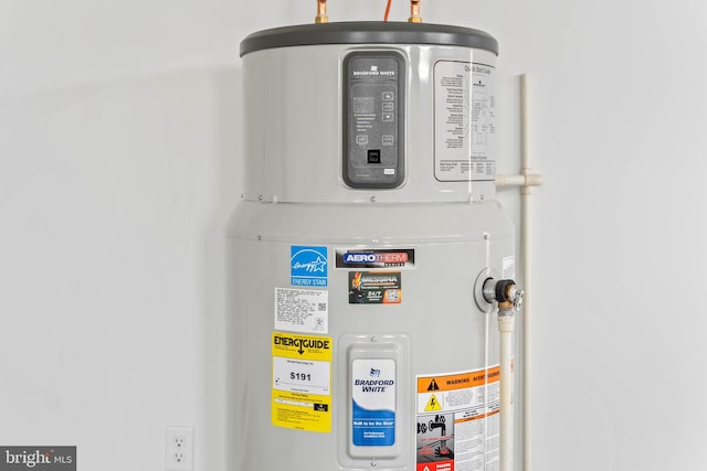 utility room featuring water heater