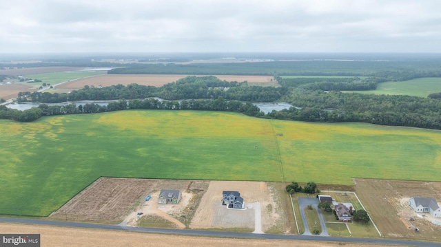 birds eye view of property with a rural view