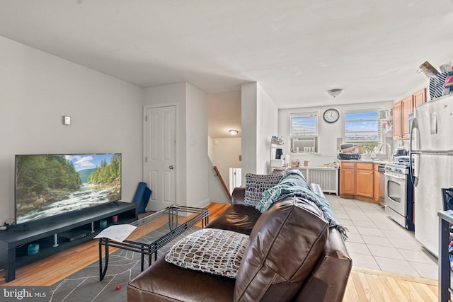 living room featuring light hardwood / wood-style flooring