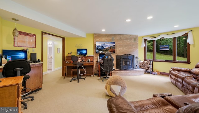 interior space with a wood stove