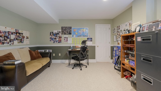 office space featuring carpet flooring