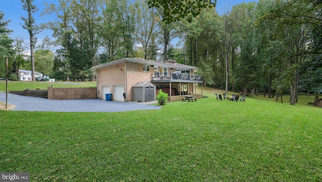 view of yard with a deck