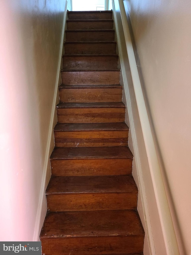 stairway featuring wood-type flooring