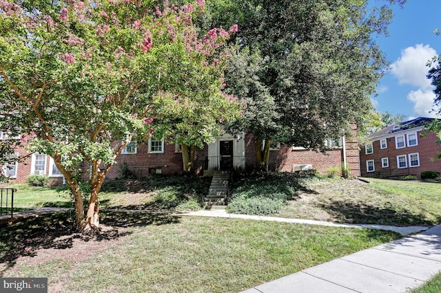 view of front of home featuring a front lawn