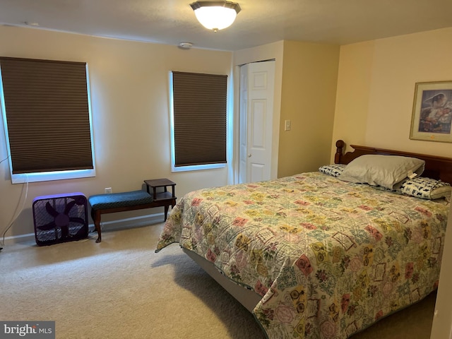 carpeted bedroom with a closet