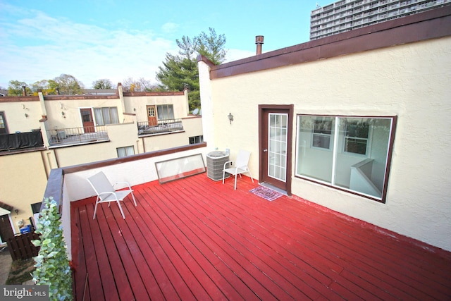 wooden terrace with cooling unit