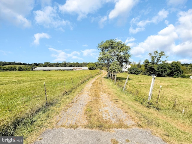 view of street with a rural view