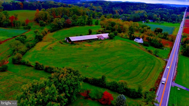 aerial view featuring a rural view