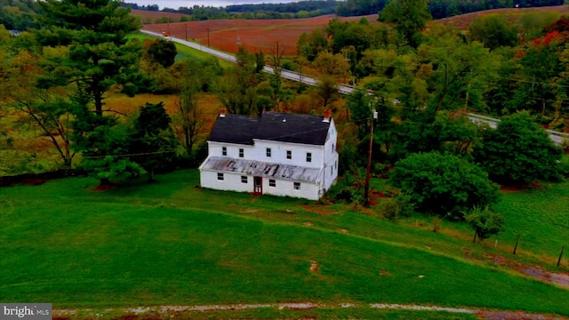 drone / aerial view with a rural view